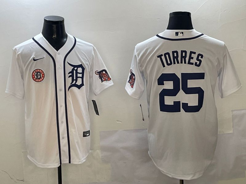 Men Detroit Tigers #25 Torres White Game 2025 Nike MLB Jersey style 3125